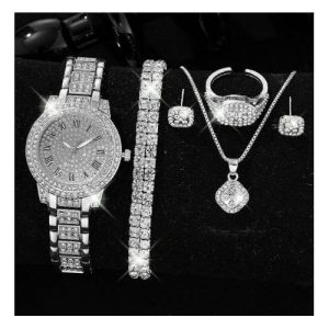 Women Watch Bracelet Set Watches Necklace Ring Jewelry